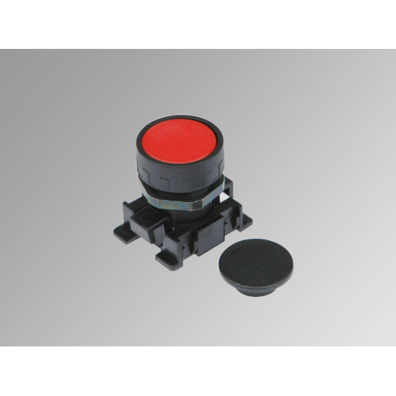 Bouton poussoir monostable protégé + 2 pastilles rouge/noire-Lire la description