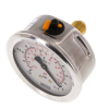 Manomètre Ø 63mm - Inox - Rac. au dos Laiton - G1/4'' - Av glycérine - (1) - 0bar - Précision: 1.6