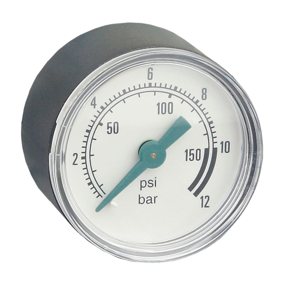 Manomètre Ø 40mm - Plastique - Rac. au dos Laiton - G1/8'' - Ss glyc. - 0 - 4bar - Précision: 2.5-Leggi tutto