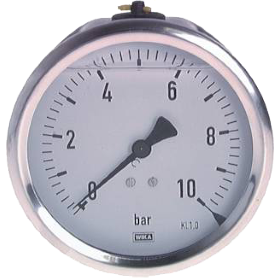 Manomètre Ø 100mm - Inox - Rac. au dos laiton - G1/2'' - Av glycérine - 0 - 400 bar - Cl1.0-Lire la description