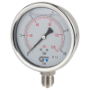 Manomètre Ø 100mm - Inox - Rac. au bas inox - G1/2'' - Avec glycérine - 0 - 25 bar - Précision: 1.6