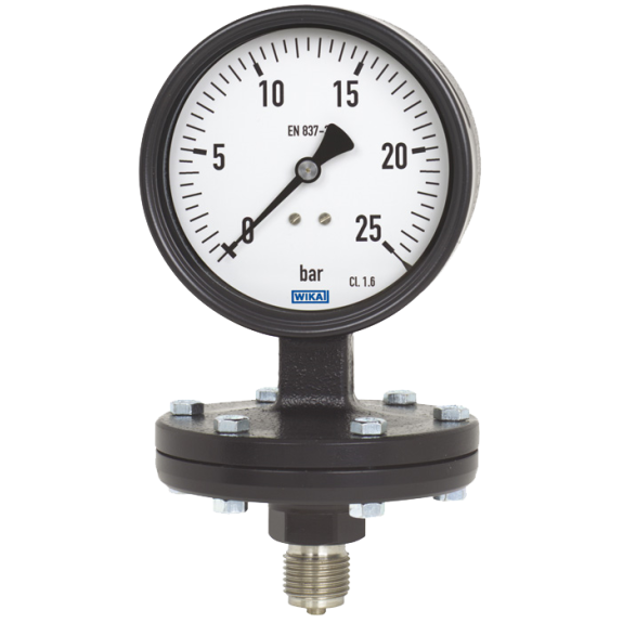 Manomètre WIKA monté sur un séparateur Ø100mm - Tout inox - G1/2'' - Ss glyc. - (-)1 -0bar - Cl. 1.6-Lire la description