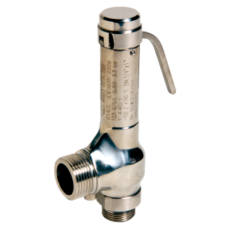 Soupapes de sécurité - Inox - FPM + PTFE - G1"1/4-G1"1/4 - Pour Vapeur - 5,5 bar -(+)180°C-Lire la description