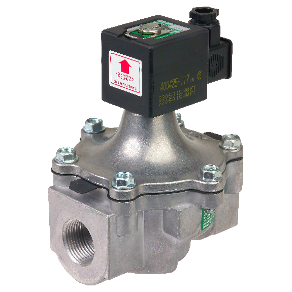 Electrovanne  Série 215 - Alu - NBR - 2/2 - NF - G1'' - 230/50 - Sans cde manu - Gaz + Vide-Lire la description