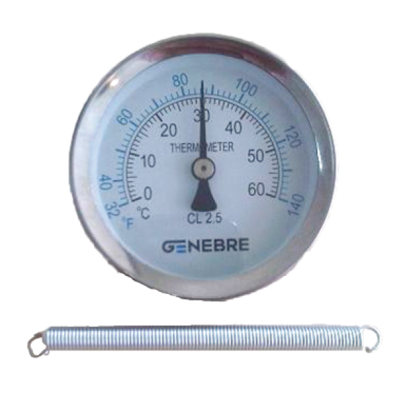 Thermomètres Ø 63 mm - Ressort en acier - Racc. au dos Acier chromé - 1/2" à 2" - 0°C à (+)60°C-Lire la description
