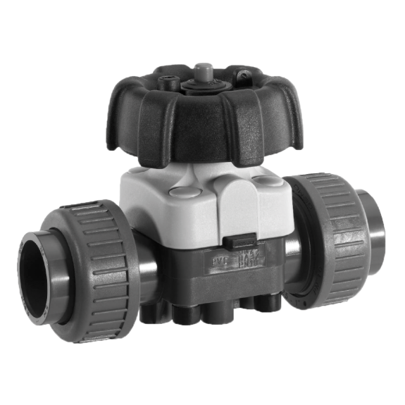 Vannes à membrane - PVC-U - FPM (Viton) - A coller DN50 - (+)60°C - Cde Manu-Lire la description