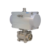 Vanne à sphère en inox corps 3 pièces- 2/2 - 1" SW - PN63 - 180°C - Cde pneumatique double effet