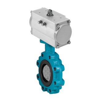 Vanne papillon LUG - GGG40/EPDM/CF8M - DN150 - GN16 - PN16 - Cde pneu. simple effet NO-Lire la description