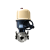 Vannes à  sphère - Inox - PTFE - DN65 - A brides GN16 - PN16 - 3/2 - Passage en T + servomoteur AQ25