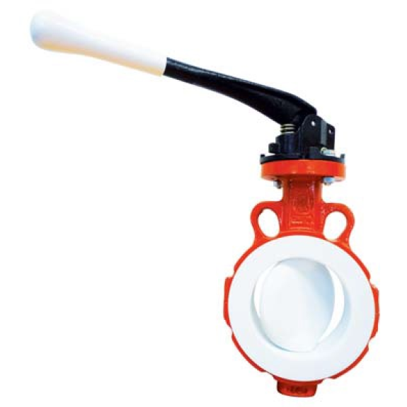 Vanne papillon WAFER - GGG40/PTFE/PTFE - DN50 - GN6/10/16 ANSI 150 - PN10 - levier cranté - 200°C-Lire la description
