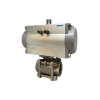 Vanne à sphère en inox corps 3 pièces- 2/2 - G1"1/4 - PN63 - 180°C -Cde pneumatique simple effet NF