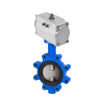 Vanne papillon - LUG - DN250 - PN10 - GN10 - GGG40/EPDM/CF8M - Cde pneu. simple effet NF-Lire la description