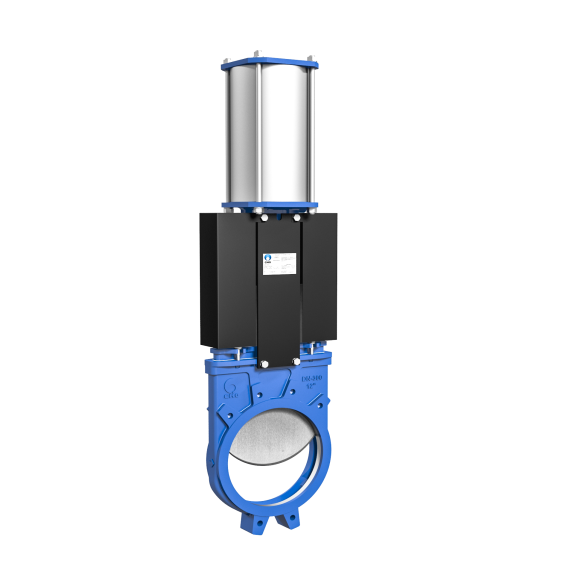 Vanne à guillotine pneumatique - Fonte GGG50 - Métal - DN125 - Wafer GN10 - PN10 - Unidir. - (+)80°C-Leggi tutto