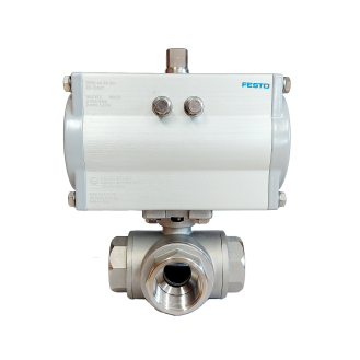Vanne à sphère inox 316 PTFE G1''1/4 PN63 3/2 T-Lire la description