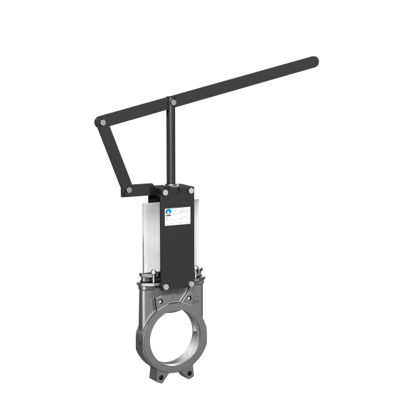 Vanne à guillotine à levier - Inox 316 - EPDM - DN150 - Wafer GN10 - PN10 - unidir.- +80°C-Lire la description