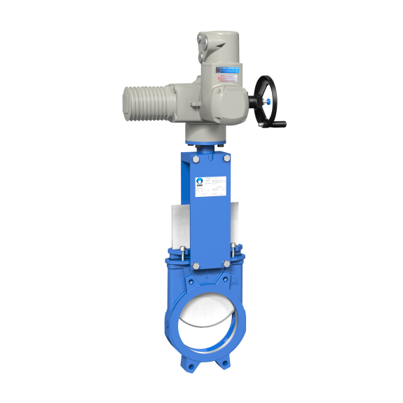Vanne à guillotine électrique - Fonte GGG50 - NBR - DN150 - Wafer GN10 - PN10 - Unidir. - (+)80°C-Beschreibung lesen