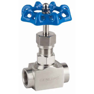 Vanne à pointeau - Inox 316 - PTFE + graphite - G1/4" FF - PN220 - 2 voies - (+)260°C - Cde manuelle-Lire la description