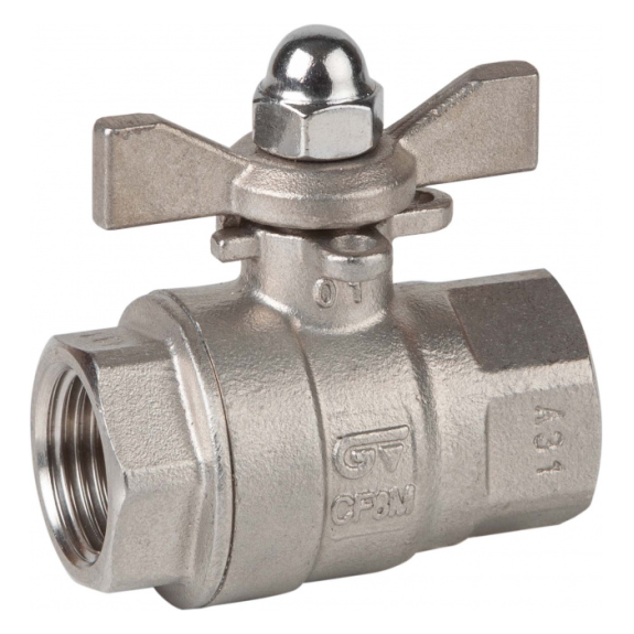Vannes à sphère - Inox 316 - PTFE - G3/4''  FF - PN63 - 2/2 - 2 pièces - 180°C-Lire la description