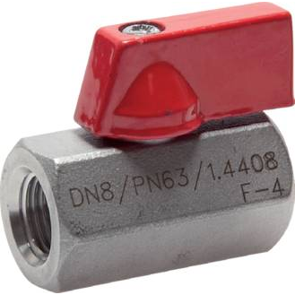 Mini-vanne à boisseau sphérique corps monobloc en acier inox - G1/8" - PN63 - max. 180°C-Lire la description