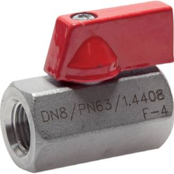 Mini-vanne à boisseau sphérique corps monobloc en acier inox - G1/8" - PN63 - max. 180°C-Lire la description
