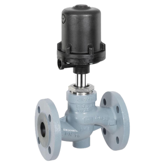 Vanne à soupape GEMU - 2/2 - NF - DN32 - GN16 - PS 7 bar - GGG40 - PTFE - Cde pneumatique - +180°C-Lire la description