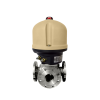 Vannes à  sphère - Inox - PTFE - DN25 - A brides GN16 - PN16 - 3/2 - Passage en T + servomoteur AQ3L