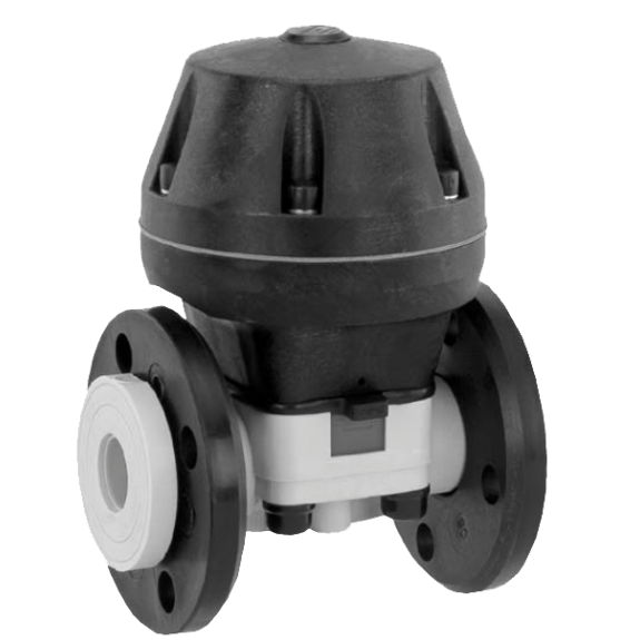 Vanne à membrane - PVC-U - FPM (Viton) - DN80 - A brides GN10 - (+)60°C - Cde Pneu simple effet NF-Lire la description