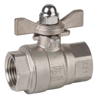 Vannes à sphère - Inox 316 - PTFE - G1/2''  FF - PN63 - 2/2 - 2 pièces - 180°C-Lire la description