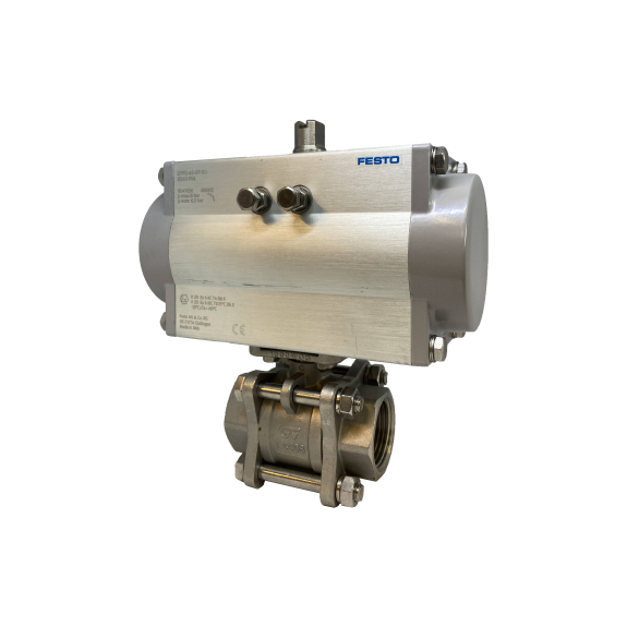 Vanne à sphère en inox corps 3 pièces- 2/2 - G3" - PN63 - 180°C - Cde pneumatique double effet-Beschreibung lesen