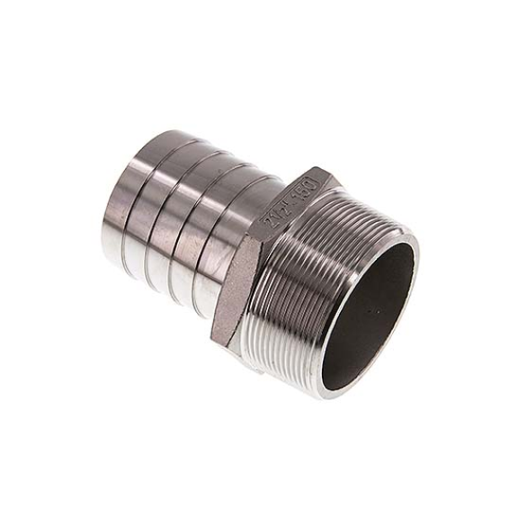 Raccords cannelés pour tuyaux - Embouts droits - Inox - R2"1/2 Mâle - Ø63mm - Pmax: 10 bar-Lire la description