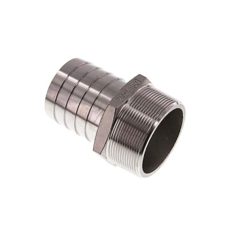 Raccords cannelés pour tuyaux - Embouts droits - Inox - R2"1/2 Mâle - Ø63mm - Pmax: 10 bar-Lire la description