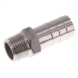 Raccords cannelés pour tuyaux - Embouts droits - Inox - R1/2" Mâle - Ø19mm - Pmax: 10 bar-Lire la description