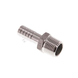 Raccords cannelés pour tuyaux - Embouts droits - Inox - R1/2" Mâle - Ø13mm - Pmax: 16 bar-Lire la description