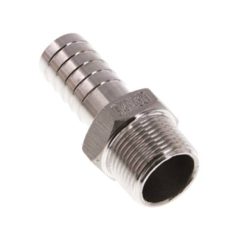 Raccords cannelés pour tuyaux - Embouts droits - Inox - R3/4" Mâle - Ø19mm - Pmax: 16 bar-Lire la description