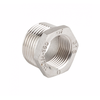 Réduction hexagonale en acier inox - R 1"1/2 M  x G 1"1/4 F - 20 bar-Lire la description