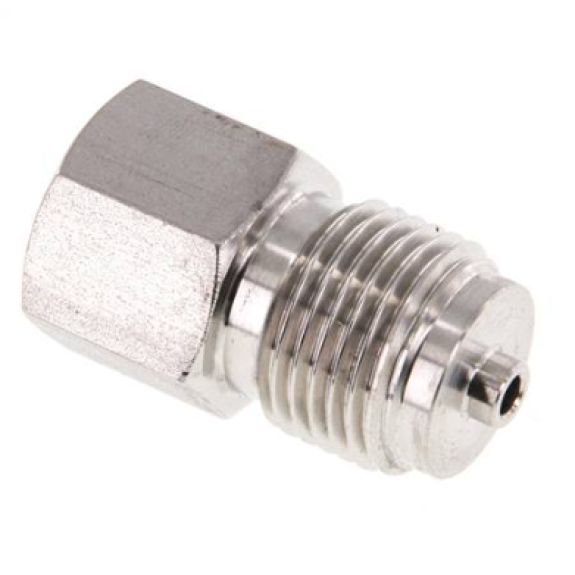 Réduction - Inox 316 Ti - 1/2" - 1/4" MF - Pmax: 400 bar - Encomb.: 37 mm-Lire la description