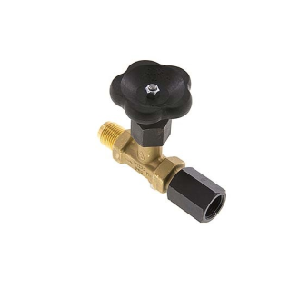 Robinet de manomètre à pointeau en laiton DIN 16270 A avec vis de purge - G 1/2" MF - PN250-Lire la description