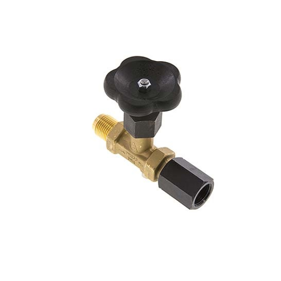Robinet de manomètre à pointeau en laiton DIN 16270 A avec vis de purge - G 1/2" MF - PN250-Lire la description
