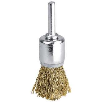 Brosse pinceau fils acier laitonné ondulés  - Diamètre (mm): 15-Lire la description