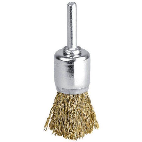 Brosse pinceau fils acier laitonné ondulés - Diamètre (mm): 15 Brosse pinceau fils acier laitonné ondulés - Diamètre (mm): 15-Lire la description