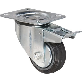 Roulette pivotante avec frein série S2C AF  - B: 135 x 110 mm | G: 60 mm | Char ou force (kg): 200 kg | E: 105 x 80 mm | d: 20 mm | F: 11 x 16 mm | A: 239 mm | C: 200 mm | I: 47 mm-Lire la description