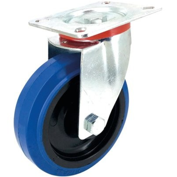 Roulette caoutchouc Tecnibleu platine pivotante série S2N  - A: 150 mm | C: 125 mm | I: 40 mm | J: 45 mm | d: 15 mm-Lire la description