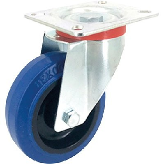 Roulette caoutchouc Tecnibleu platine pivotante série S2N  - A: 150 mm | C: 125 mm | I: 40 mm | J: 45 mm | d: 15 mm-Lire la description