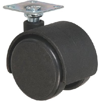 Roulette jumelée ameublement à platine pivotante série S49 P  - C (mm): 50 | A (mm): 68 | B (mm): 45 x 45 | E (mm): 25 x 25 | Char (kg): 50 | I (mm): 14 x 2-Lire la description