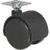 Roulette jumelée ameublement à platine pivotante série S49 P  - C (mm): 50 | A (mm): 68 | B (mm): 45 x 45 | E (mm): 25 x 25 | Char (kg): 50 | I (mm): 14 x 2