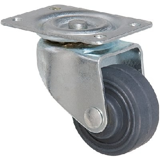 Roulette ameublement pivotante à platine série S12  - A (mm): 56 | B (mm): 54 x 40 | C (mm): 42 | E (mm): 44 x 30 | Char (kg): 20 | F (mm): 6.2 | G (mm): 22.5 | I (mm): 16 | J (mm): 22-Lire la description