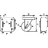 Roulette ameublement pivotante à platine série S12  - A (mm): 56 | B (mm): 54 x 40 | C (mm): 42 | E (mm): 44 x 30 | Char (kg): 20 | F (mm): 6.2 | G (mm): 22.5 | I (mm): 16 | J (mm): 22