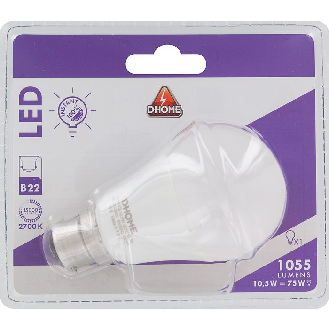 Lampe LED Standard B22  - Puissance (W): 10.5 | Lumen (lm): 1055 | Ø x L (mm): 60 x 109-Lire la description