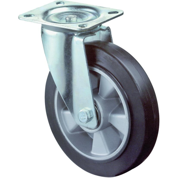 Lenkrolle 160mm L400.B80 Platte,Elastik schw.,KL L400.B80.160-Beschreibung lesen