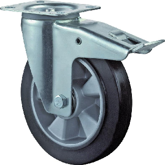 Lenkrolle 100mm L420.B80 Platte,Elast.schw.KL,FestL420.B80.100-Beschreibung lesen